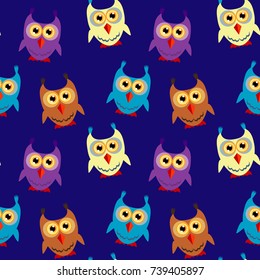 Seamless pattern with funny owls