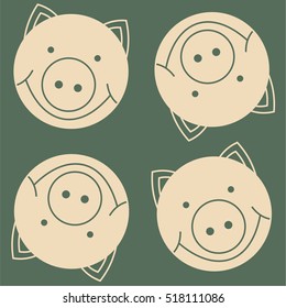 Seamless pattern of funny pig snouts in pastel colors.