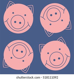 Seamless pattern of funny pig snouts in pastel colors.