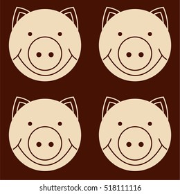 Seamless pattern of funny pig snouts in chocolate colors.
