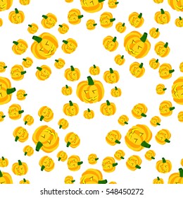 Seamless pattern of funny pumpkins, halloween