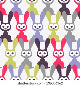 Seamless pattern with funny rabbits