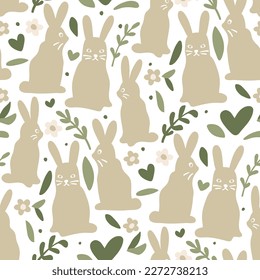 Seamless pattern with funny rabbits