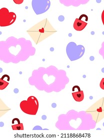 Patrón sin foco con corazones rojos divertidos en líneas simples. Imprimir para las vacaciones de San Valentín. Gráficos vectoriales.