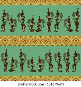 Seamless pattern of funny sexy African girls