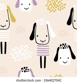 Seamless pattern with funny sheeps. Creative childish texture. Great for fabric, textile Vector Illustration