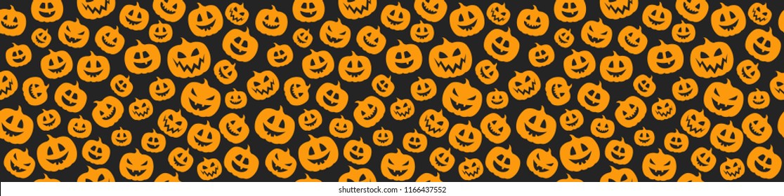 Seamless pattern with funny silhouettes of pumpkins. Vector.