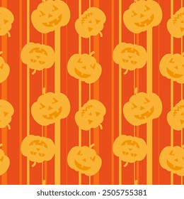 Seamless pattern with funny silhouettes of pumpkins. Vector illustration. Endless texture for wallpaper, web page background, wrapping paper and etc.