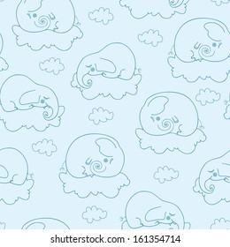 Seamless pattern with funny sleeping elephants.