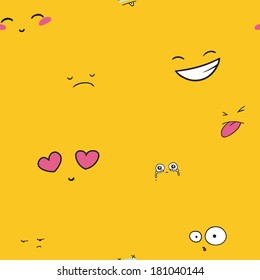 seamless pattern with  funny smiles in a vector