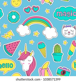 seamless pattern with funny stickers