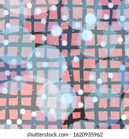 Seamless pattern with funny subtle transparent balls on beige background. Beautiful backdrop. Vector Illustration