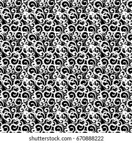 Seamless pattern with funny swirls, black and white
