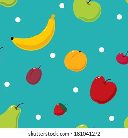 seamless pattern with funny vector fruits