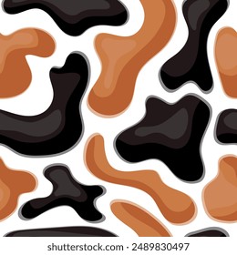 seamless pattern with the fur of a spotted cat, namely a white cat with black and red spots, for various designs, packaging or advertising