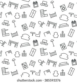 Seamless pattern of furniture. Beautiful background. Vector illustration. Endless texture can be used for printing onto fabric and paper or scrap booking.