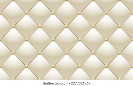 Seamless pattern with furniture leather upholstery. Gold and beige ornament. Luxury endless golden pattern. Carriage coupler vintage decor texture background.
