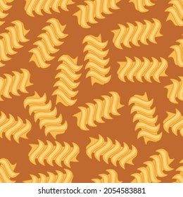 Seamless pattern with fusilli - hand drawn vector illustration. Flat color design.