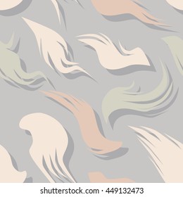Seamless pattern with fuzzy feathers in pastel color. Repeating texture.