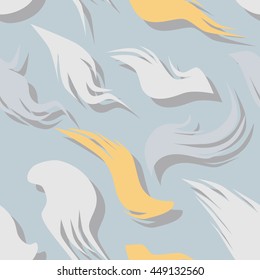 Seamless pattern with fuzzy feathers in pastel color. Repeating texture.