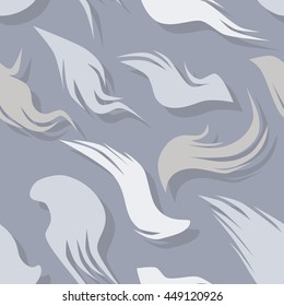 Seamless pattern with fuzzy feathers with shadows. Repeating texture.