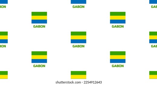Seamless pattern of Gabon state flags. With the description of the country name " GABON".