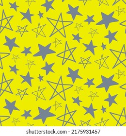 Seamless pattern, galaxy with stars, yellow gray design vector illustration