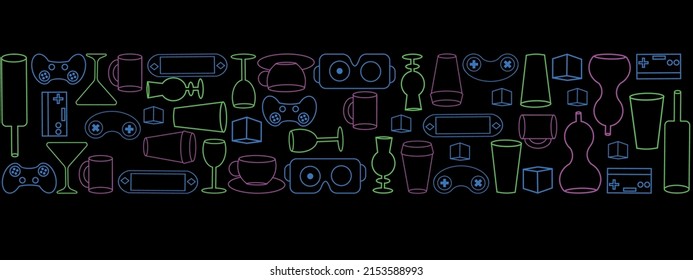 Seamless pattern, game bar, menu, vector