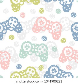 Seamless pattern with game controller. Abstract vector background.