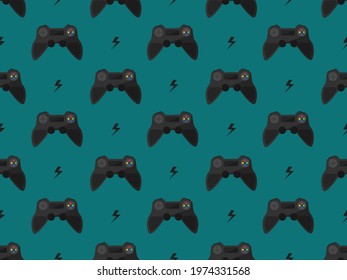 Seamless pattern of game controller and lightning on pastel background. Vector illustration art wallpaper. Endless pattern of controller. gamer and esport concept.