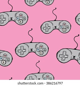 seamless pattern with a game joystick