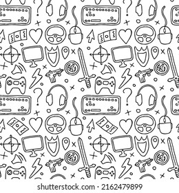 seamless pattern with gaming icons. gaming vector icons