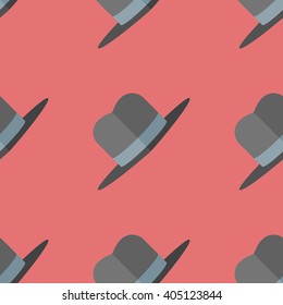 Seamless pattern with gangster hat on red background. Vector texture.