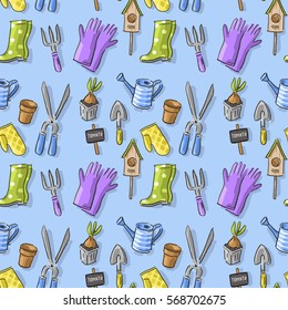 Seamless pattern with garden accessories