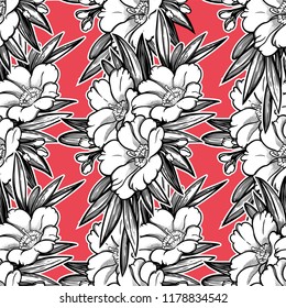 Seamless pattern with garden flower background.