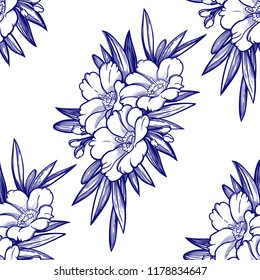 Seamless pattern with garden flower background.