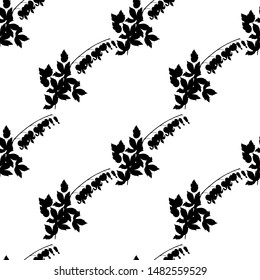 Seamless pattern of garden flowers silhouette. Vector illustration.
