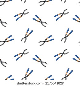 Seamless pattern with garden scissors tool doodle outline vector