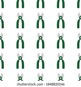 Seamless pattern with garden shears on a white background. Gardening tool in a flat style. Cartoon objects of labor.
Stock vector illustration for design, decor, fabric, wrapping paper, textile