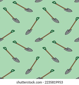 Seamless pattern with garden shovel doodle vector