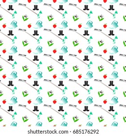 Seamless pattern with garden tools.