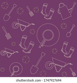 Seamless pattern for garden tools, banners and textile 