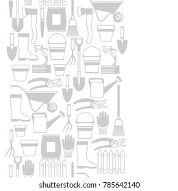 Seamless pattern with garden tools and icons. All for gardening business illustration.