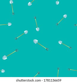 Seamless pattern with garden tools, vector simple shovels.