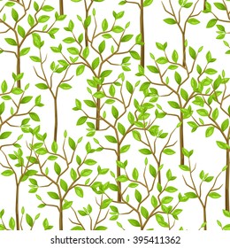 Seamless pattern with garden tress. Background made without clipping mask. Easy to use for backdrop, textile, wrapping paper.