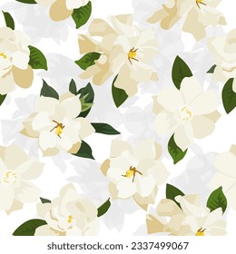 A seamless pattern of Gardenia flower. vector illustation. Gardenia flower background.