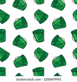 Seamless pattern with gardening bucket doodle vector