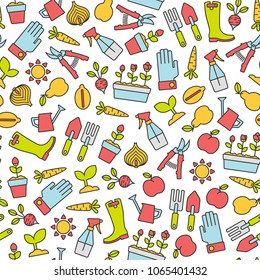seamless pattern with gardening design elements