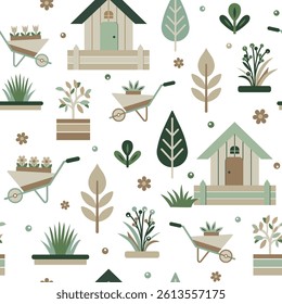 Seamless pattern. Gardening and ecology