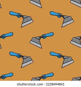 Seamless pattern with gardening hoe tool doodle vector